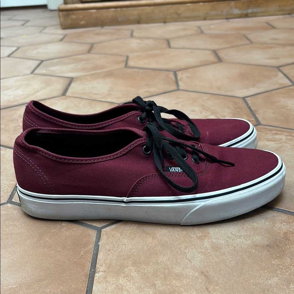 Vans Authentic Wine, Black, and White Canvas Sneakers Classic Low-Top
